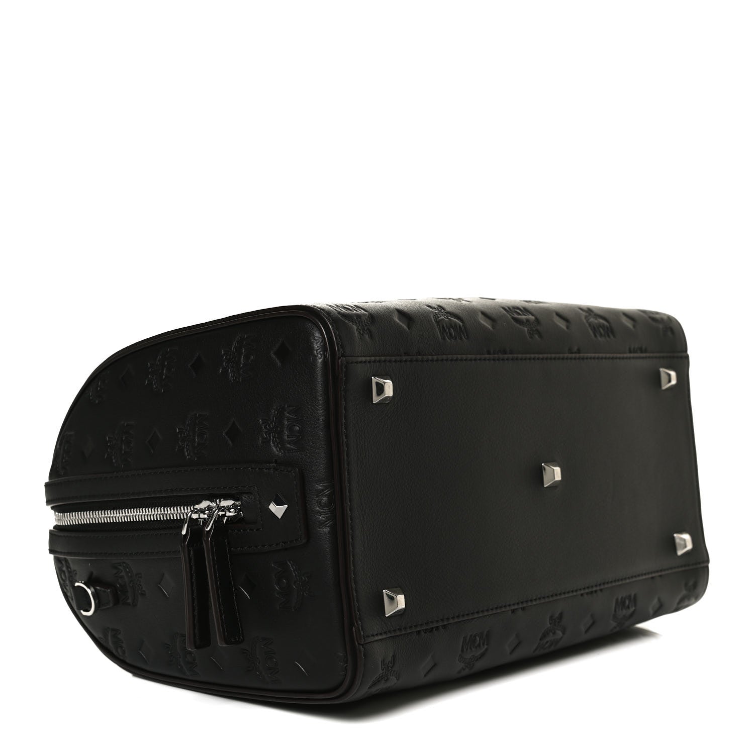MCM Calfskin Ottomar Monogram Essential Boston Bag Black 10 of 13