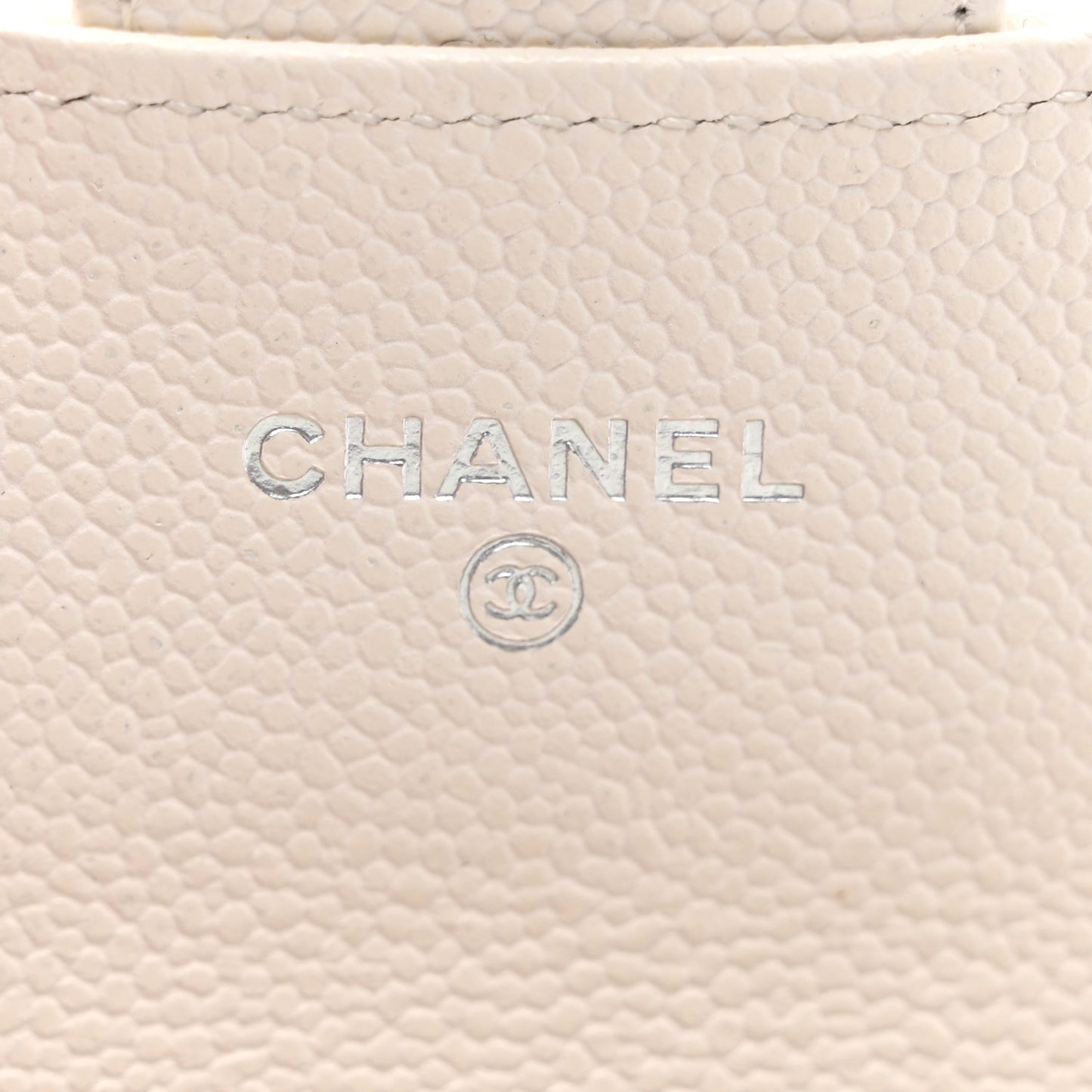 Caviar Quilted Flap Card Holder Wallet White