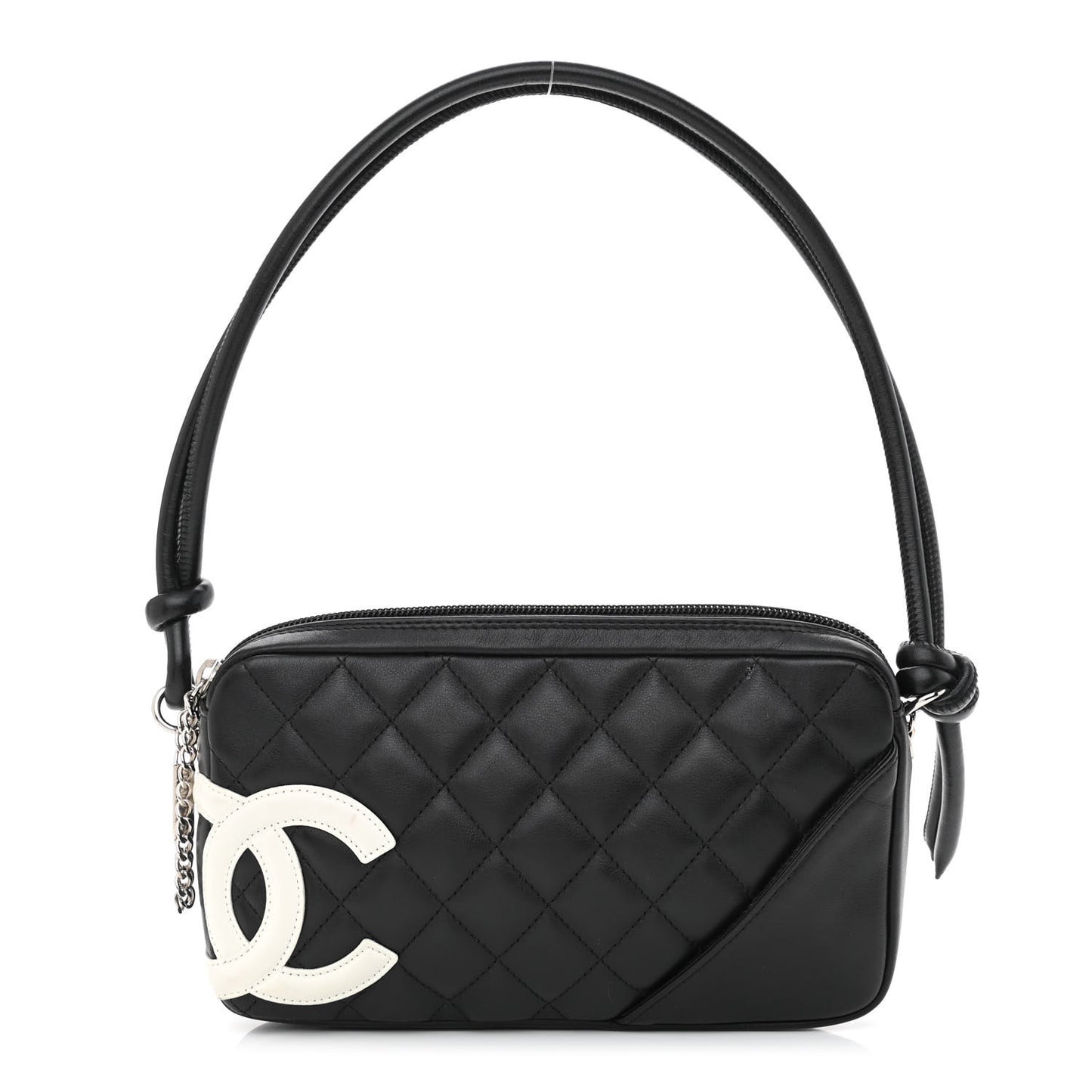 Calfskin Quilted Cambon Pochette Black White