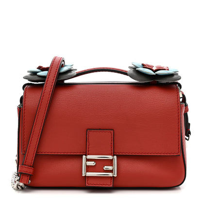 Fendi Vitello Dolce Flowerland Bi-Color Studded Micro Double Baguette Bloody Mary Carbone 1 of 11