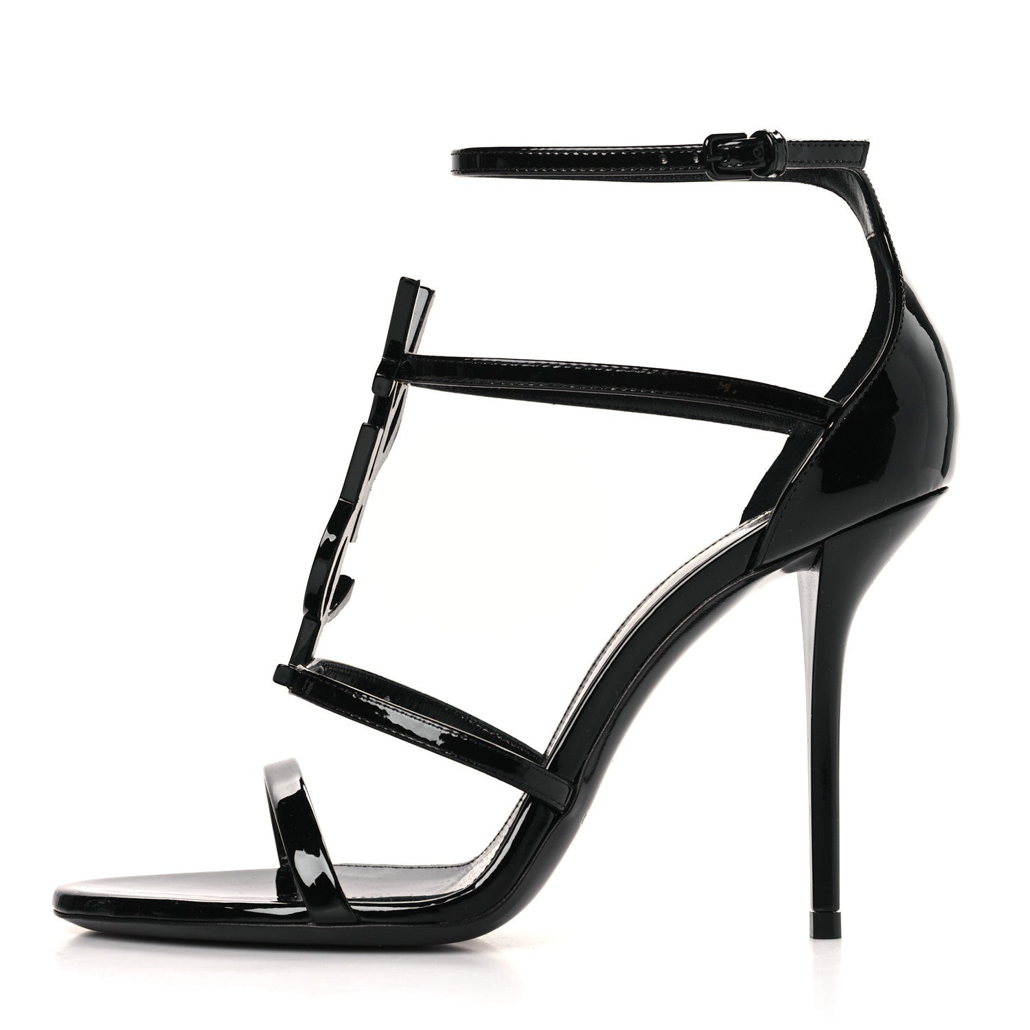 Saint Laurent Patent Cassandra 100 Sandals 37 Black 1 of 9