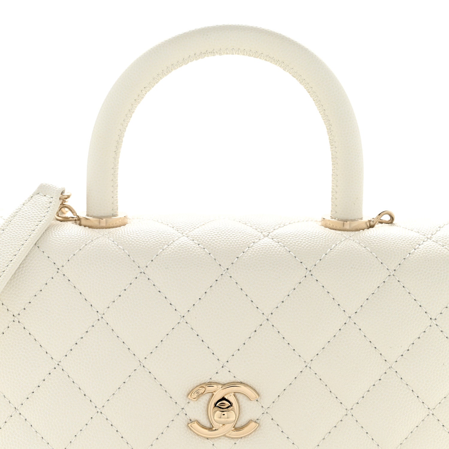 Chanel Caviar Quilted Mini Coco Handle Flap White 8 of 12