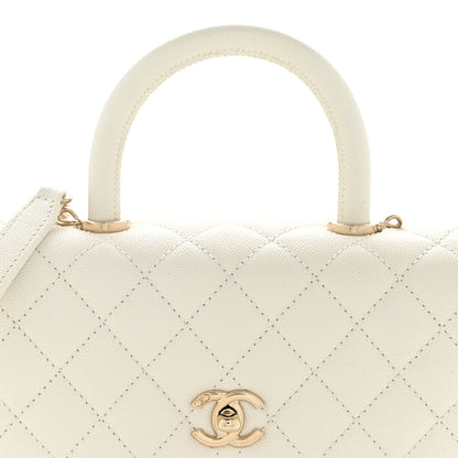 Chanel Caviar Quilted Mini Coco Handle Flap White 8 of 12