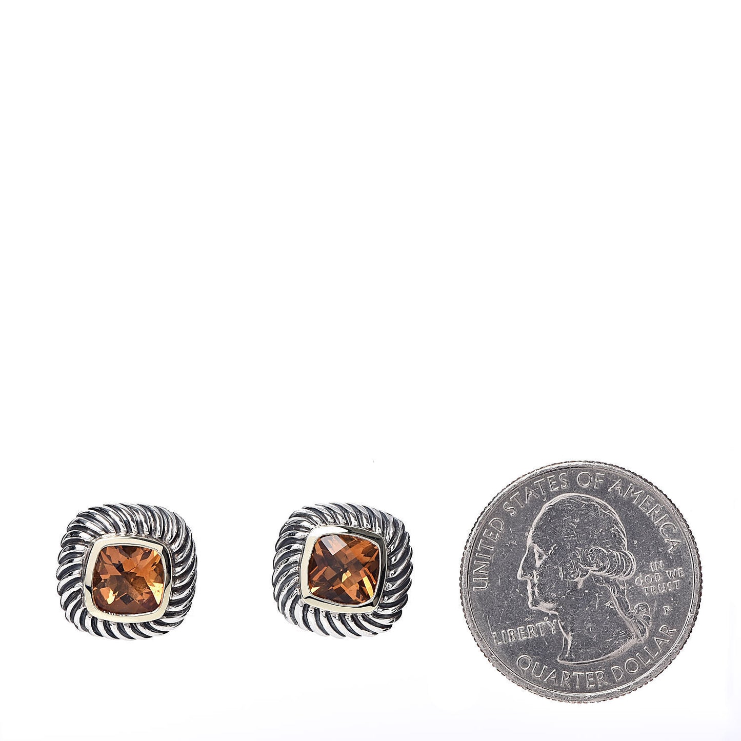 Sterling Silver 14K Yellow Gold Citrine 7mm Albion Cable Earrings