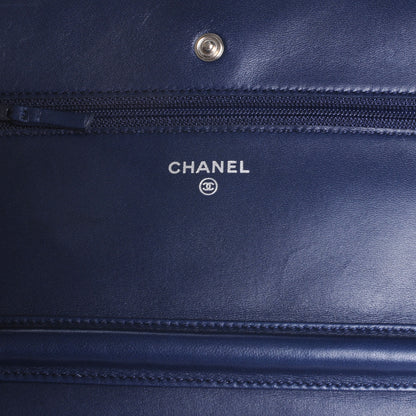 Chanel Lambskin Wallet On Chain WOC Navy 6 of 8