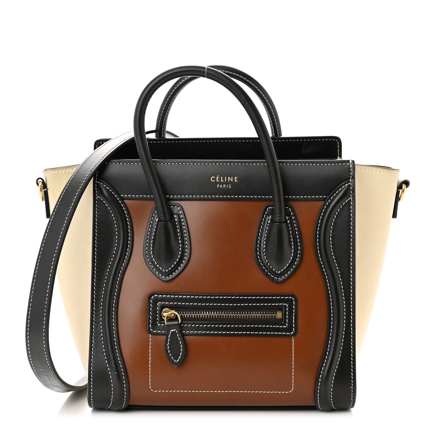 Celine Smooth Calfskin Nano Tri-Color Luggage Chestnut 1 of 15
