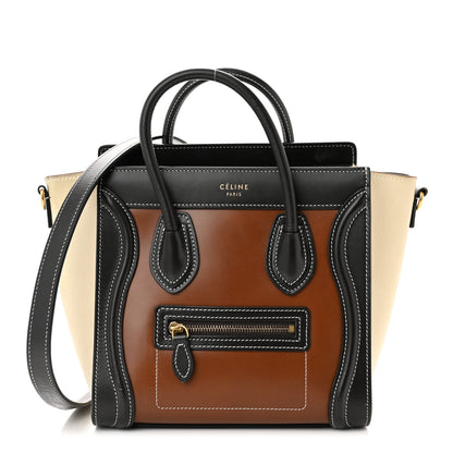 Celine Smooth Calfskin Nano Tri-Color Luggage Chestnut 1 of 15