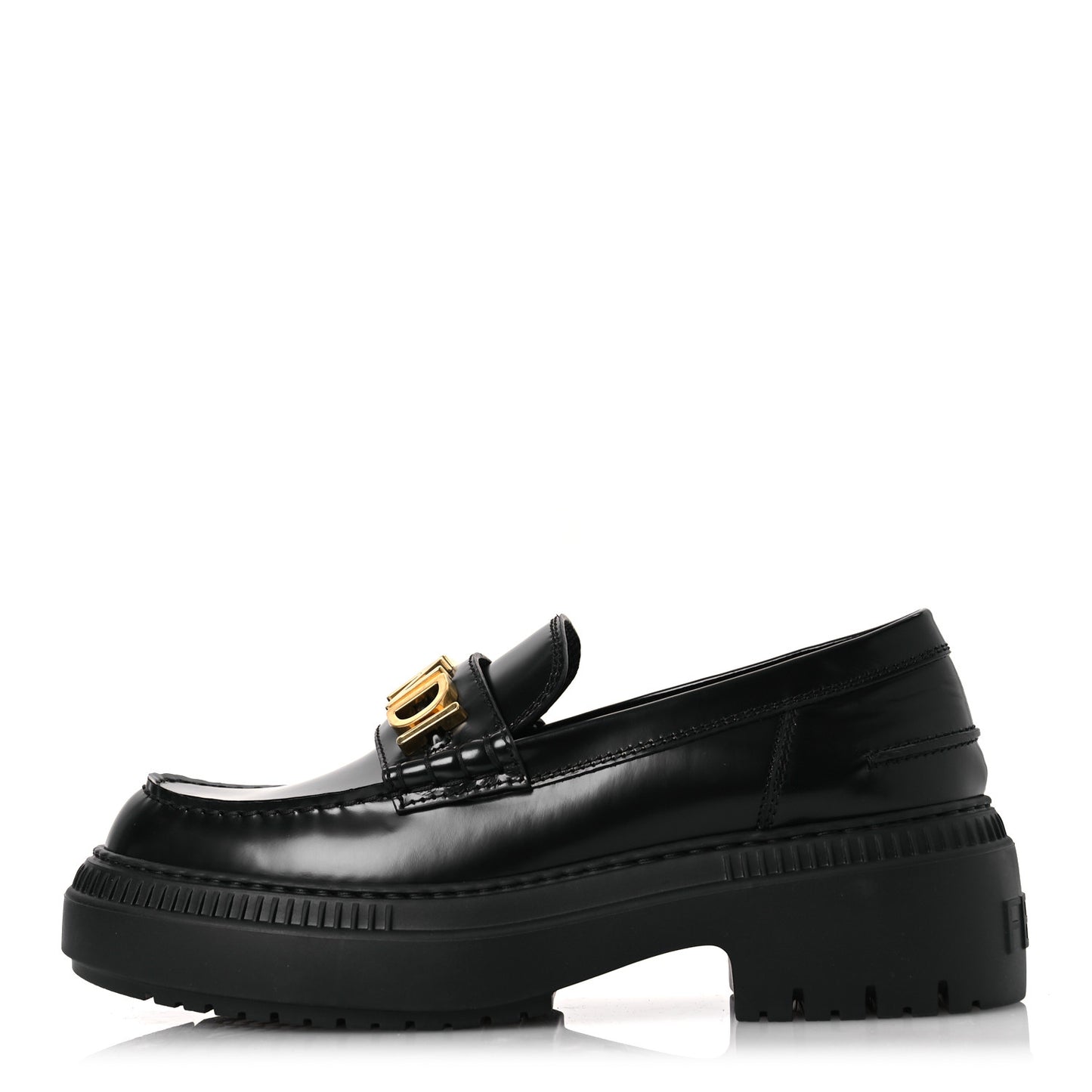 Vitello Abrasivato Fendigraphy 50mm Loafers 40 Black