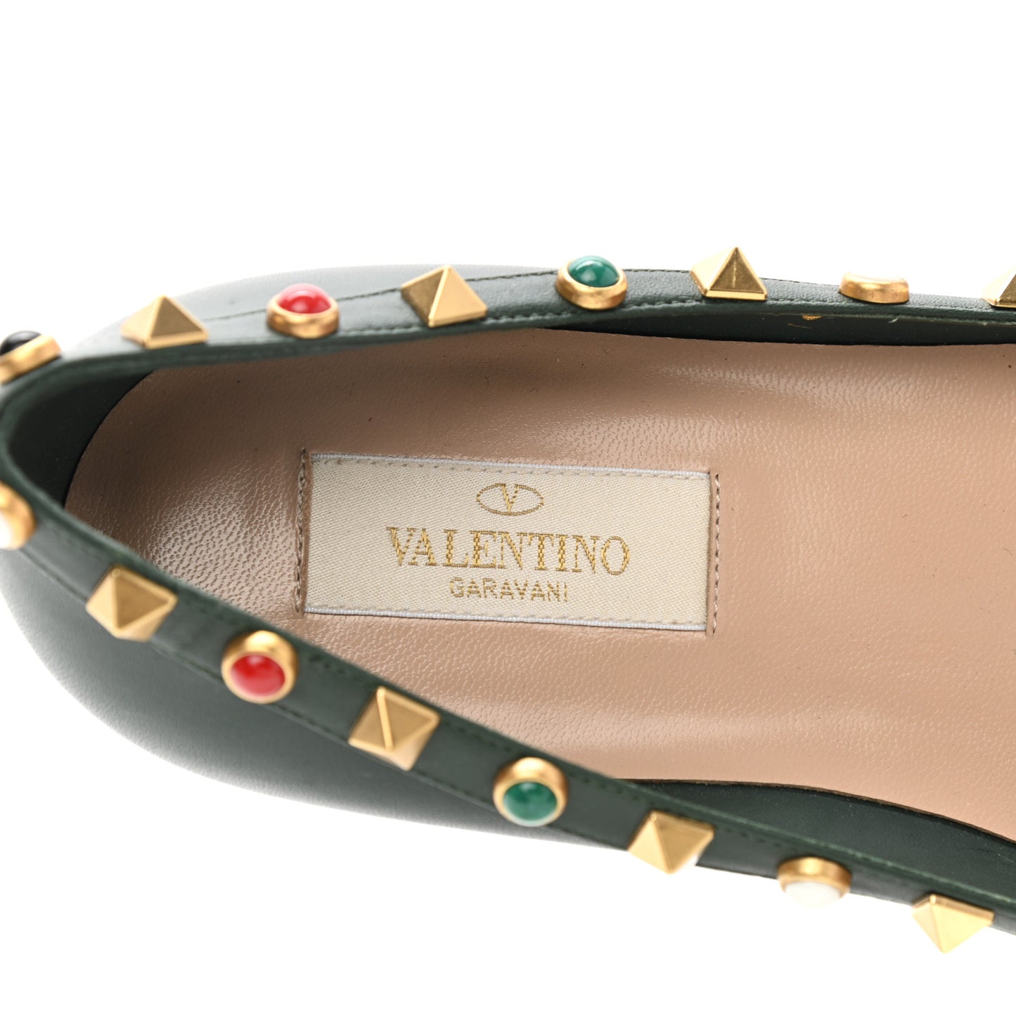 Nappa Rockstud Rolling Ballerina Flats 36 Black