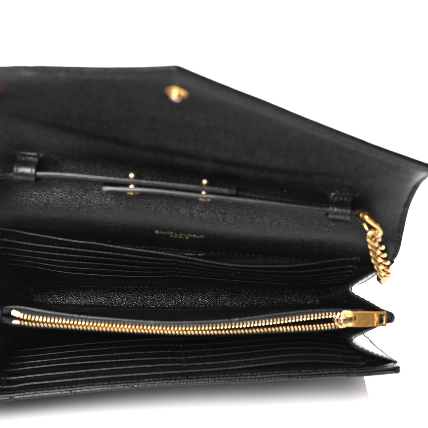 Grain De Poudre Matelasse Chevron Monogram Chain Wallet Black