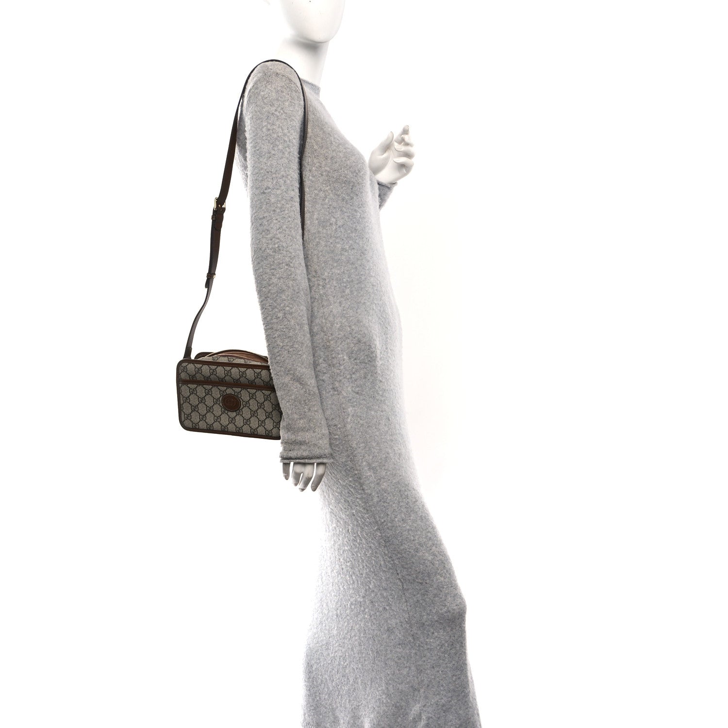Gucci GG Supreme Monogram Azalea Calfskin Mini Retro Interlocking G Shoulder Bag Beige Ebony Brown Sugar 2 of 10