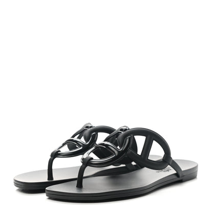 Hermes Rubber Womens Egerie Sandals 36 Black 3 of 9
