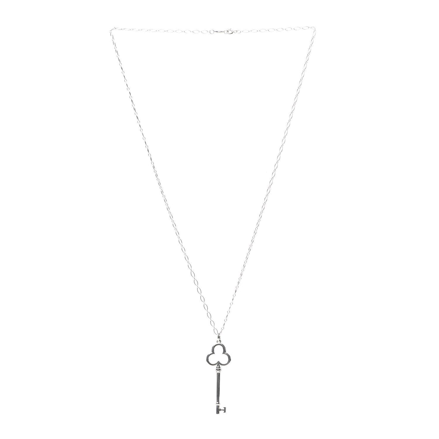 Sterling Silver Large Trefoil Key Pendant Necklace