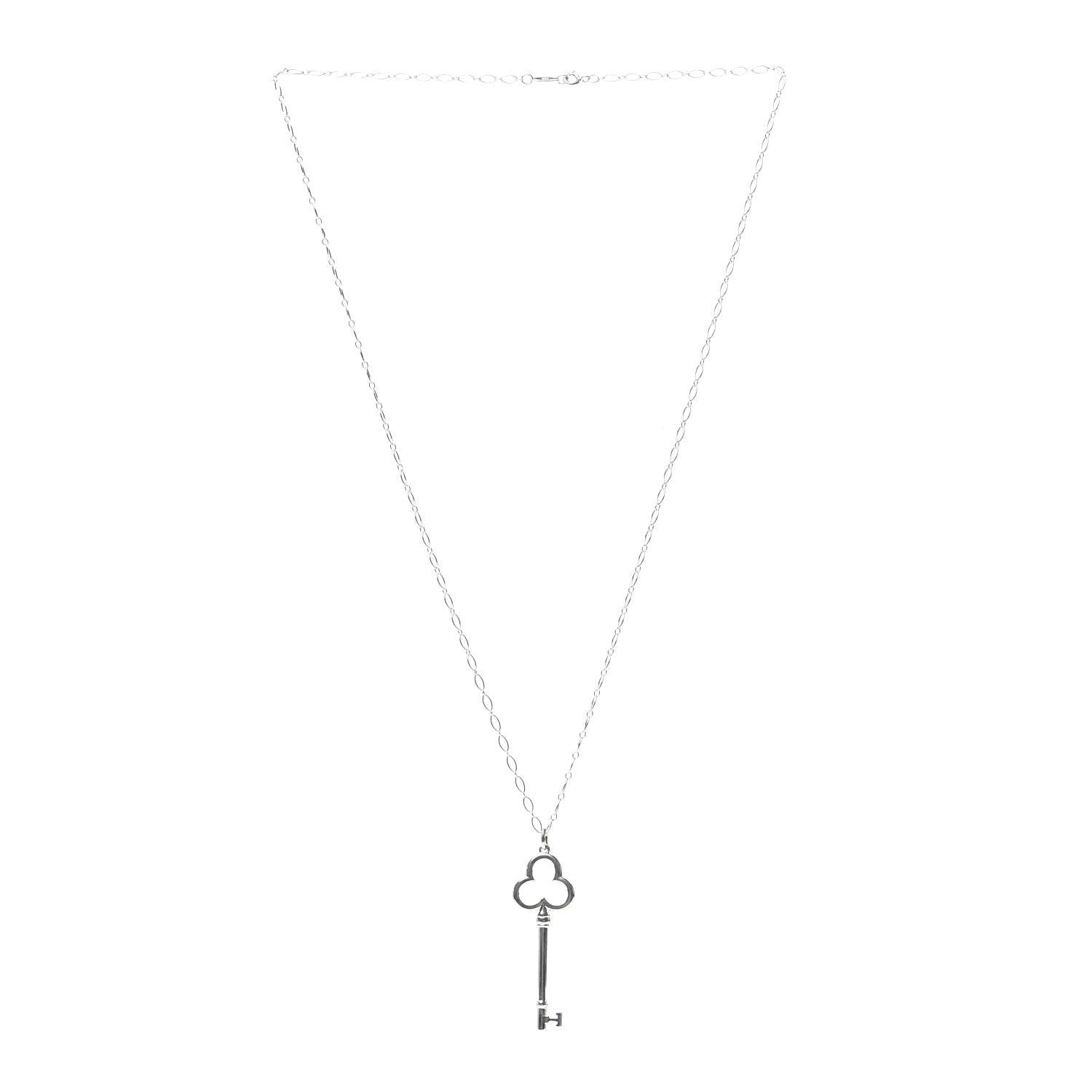 Tiffany Sterling Silver Large Trefoil Key Pendant Necklace 3 of 5