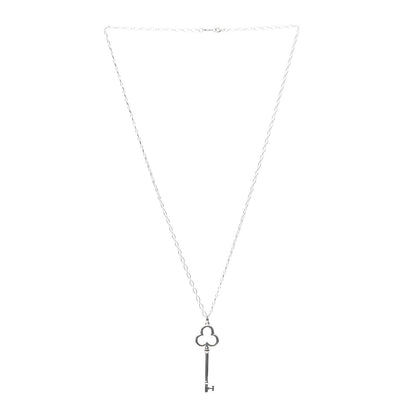 Tiffany Sterling Silver Large Trefoil Key Pendant Necklace 3 of 5