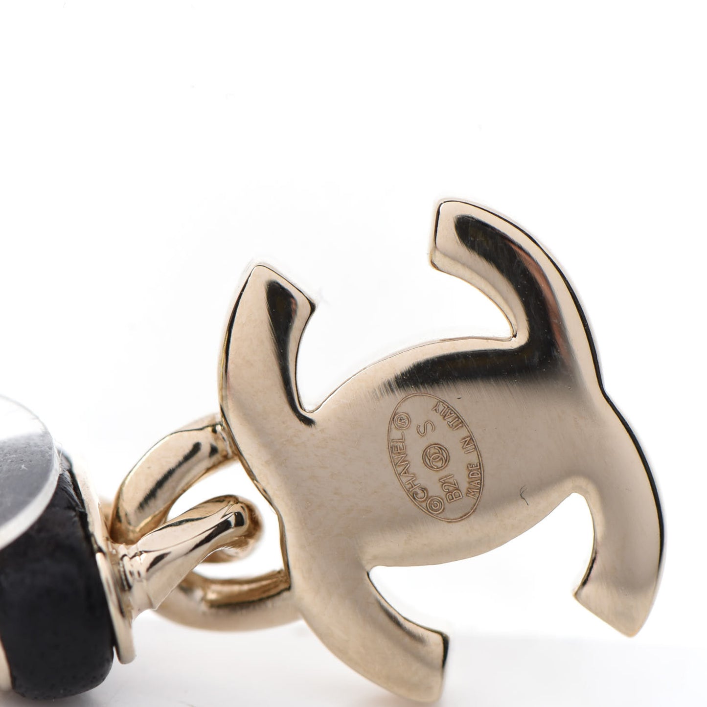 Lambskin CC Turnlock Drop Earrings Gold Black