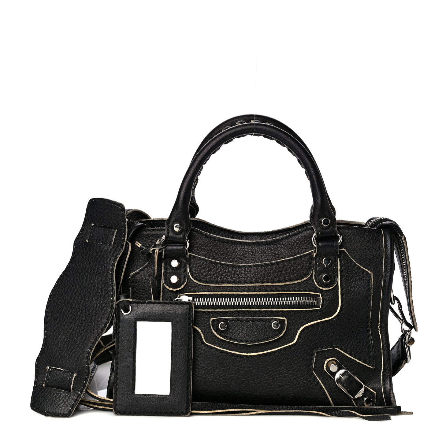 Supple Grained Calfskin Classic Silver Hardware Highlight Mini City Black