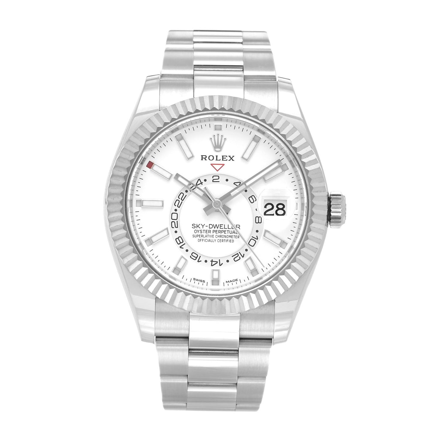 18K White Gold Stainless Steel 42mm Oyster Perpetual Sky-Dweller Watch White 326934