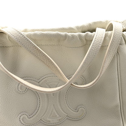 Celine Calfskin Cuir Small Triomphe Cabas Drawstring White 11 of 14