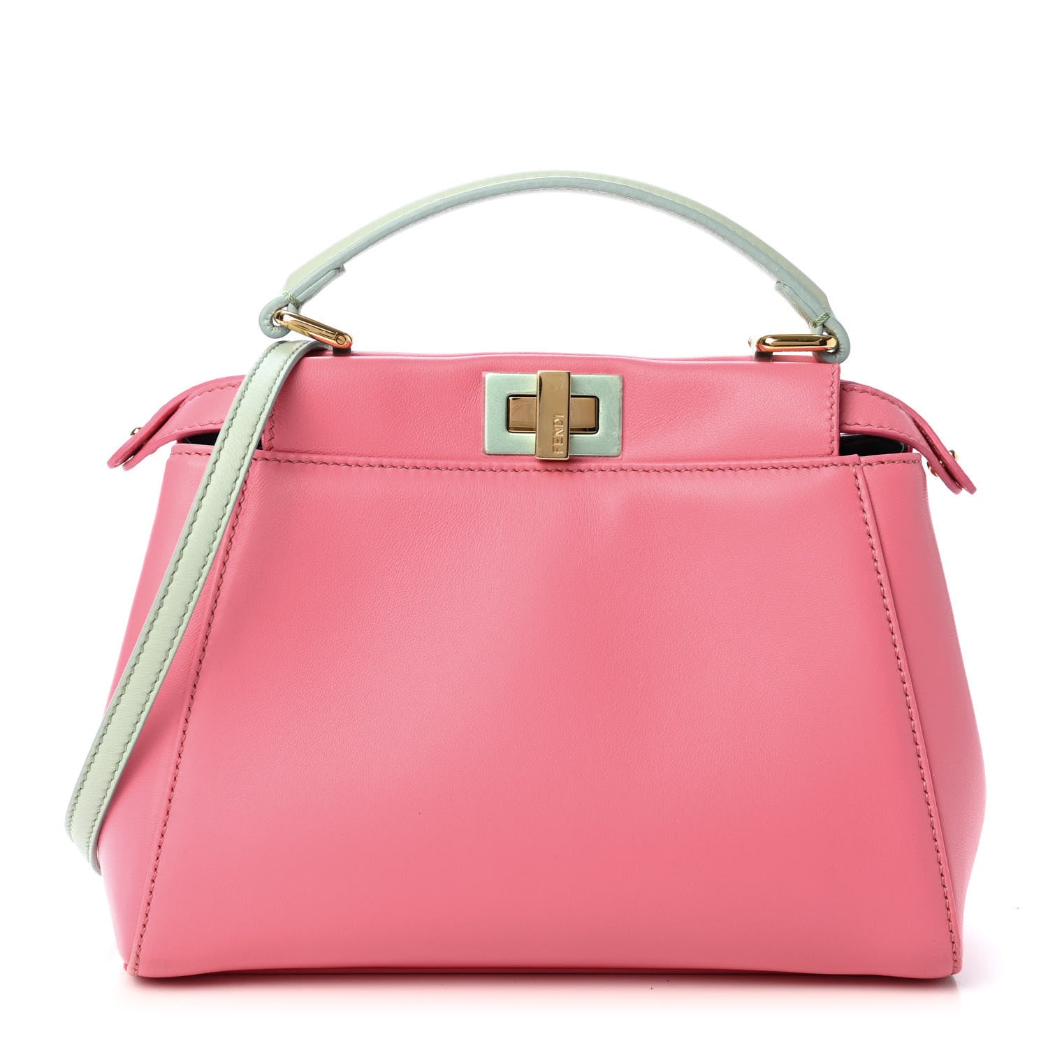 Fendi Nappa Colorblock Mini Peekaboo Iconic Satchel Rosa Fluo Oxigen Slate 1 of 4