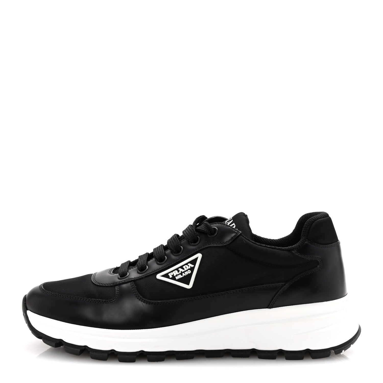 Prada Re-Nylon Piuma Metal Triangle Logo Quilted 45mm Sneakers 39.5 Black 1 of 10
