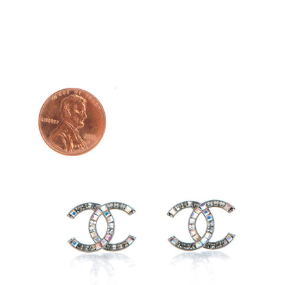 Chanel Baguette Crystal CC Earrings Silver 2 of 5