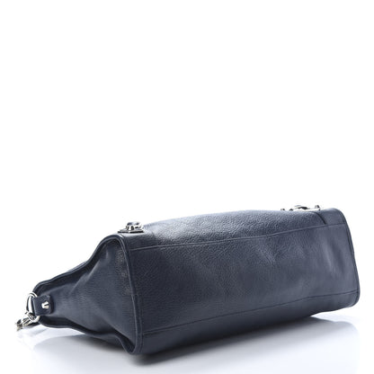 Balenciaga Chevre Silver Metallic Edge Hardware City Bleu Nuit Dark Sea 4 of 12
