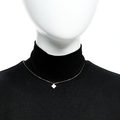 Van Cleef & Arpels 18K Yellow Gold Mother of Pearl Sweet Alhambra Pendant Necklace 2 of 6