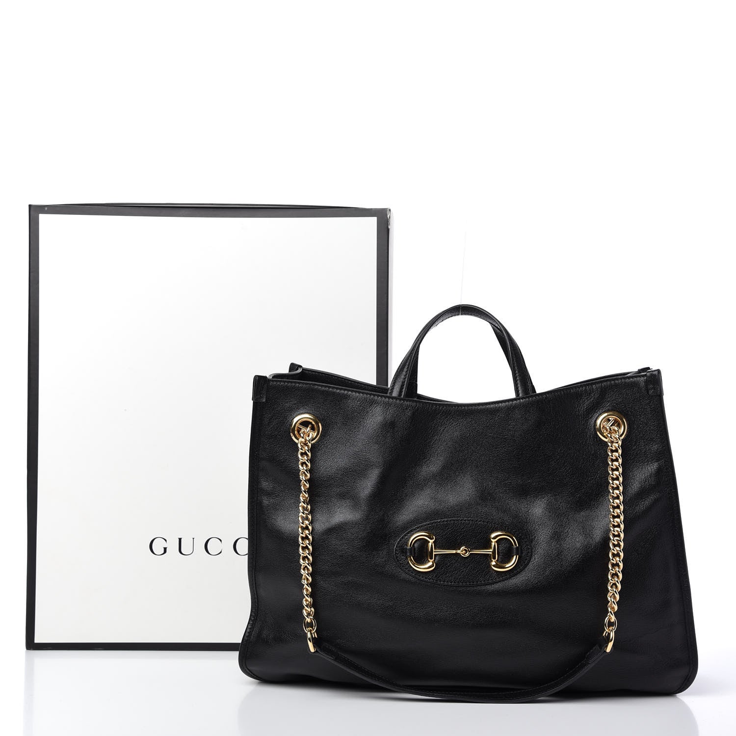 Gucci Calfskin Large Horsebit 1955 Tote Bag Black 11 of 11