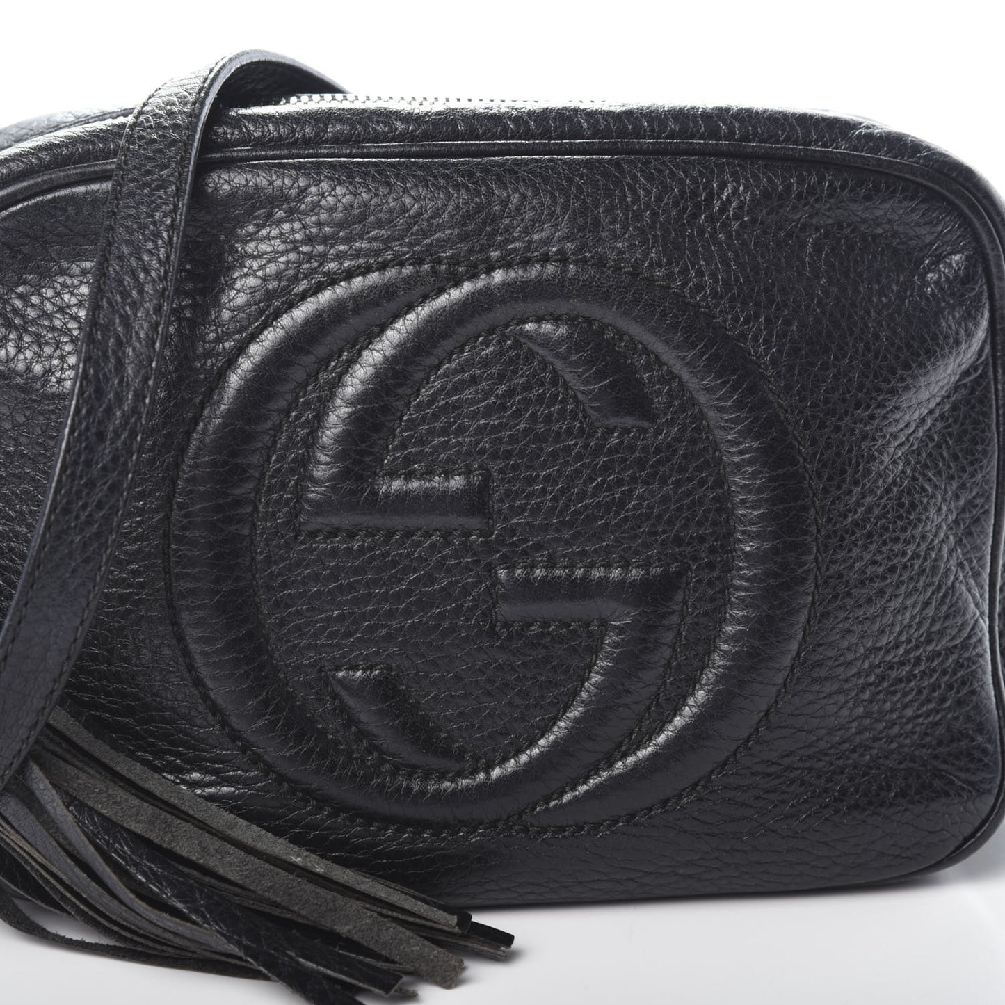 Pebbled Calfskin Small Soho Disco Bag Black