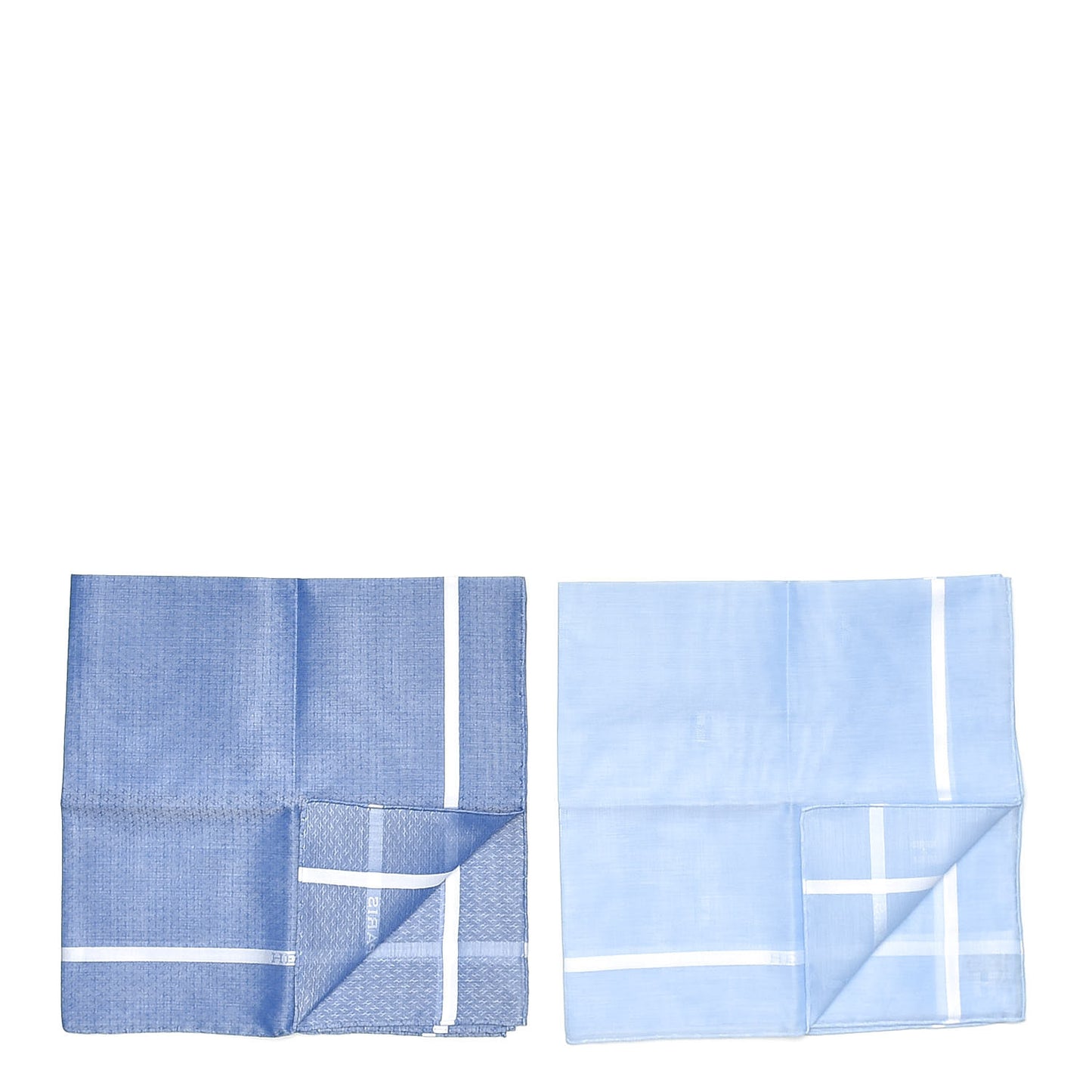 Cotton Hankachi Handkerchief Gift Set H Passant Jacquard d'H Bleu Ciel Bleu