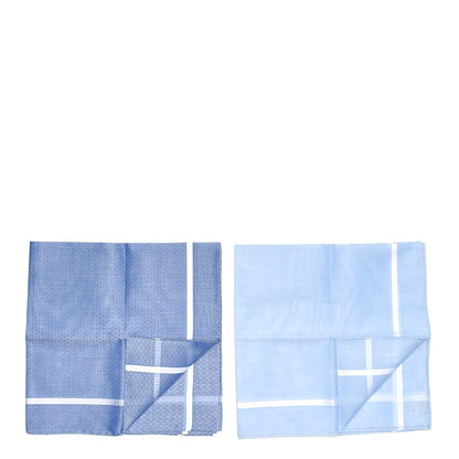 Hermes Cotton Hankachi Handkerchief Gift Set H Passant Jacquard d'H Bleu Ciel Bleu 1 of 11