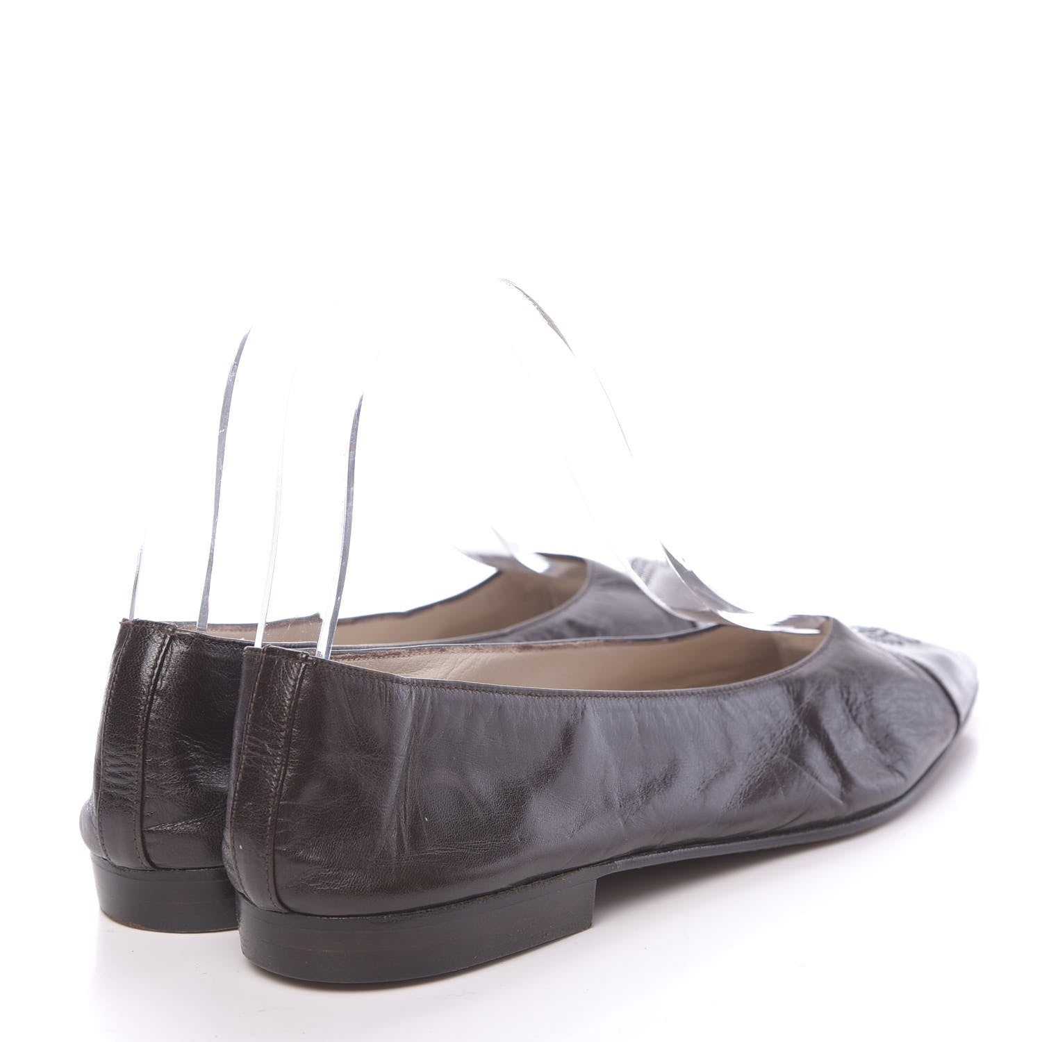 Chanel Lambskin CC Cap Toe Ballerina Flats 10 Brown Black 4 of 9