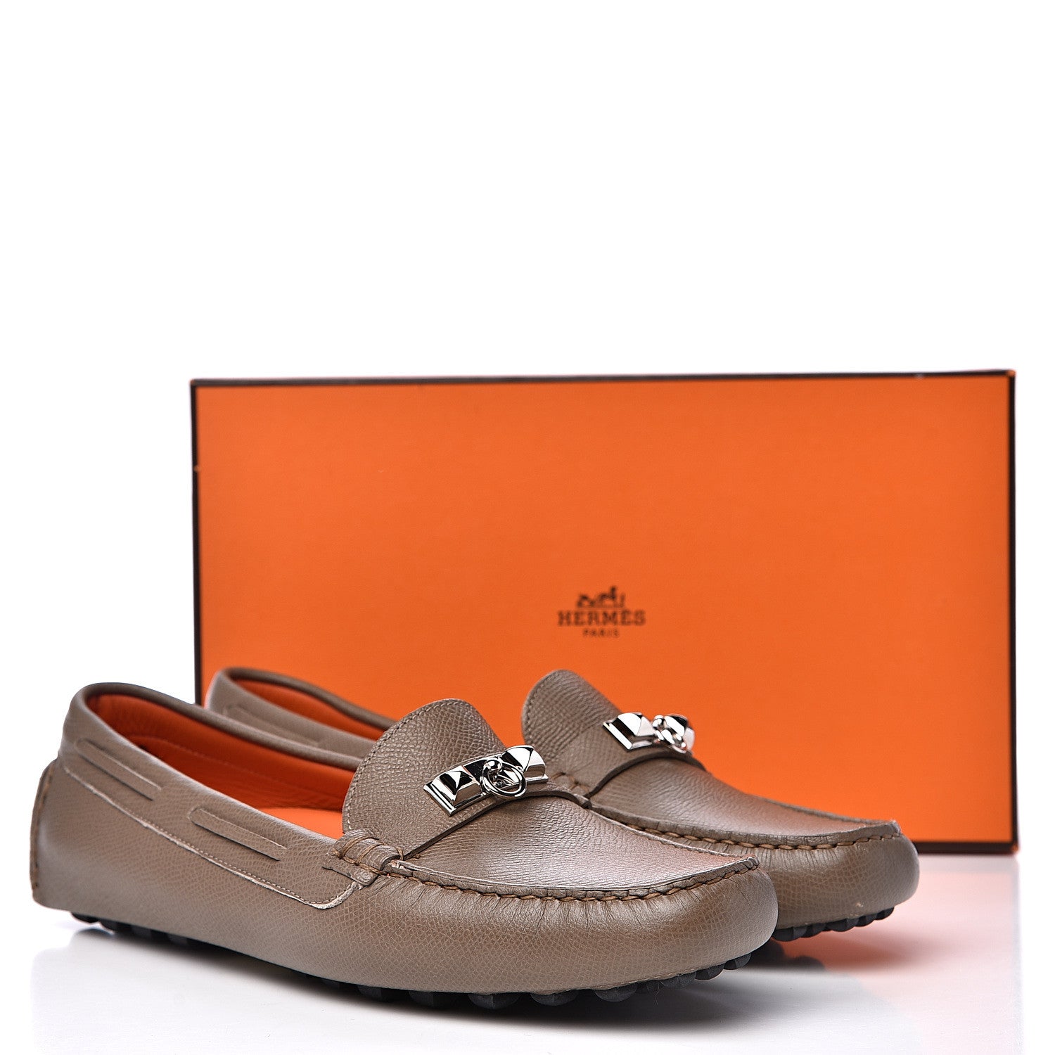 Hermes Epsom Womens Irving Loafer 38 Etoupe 12 of 12