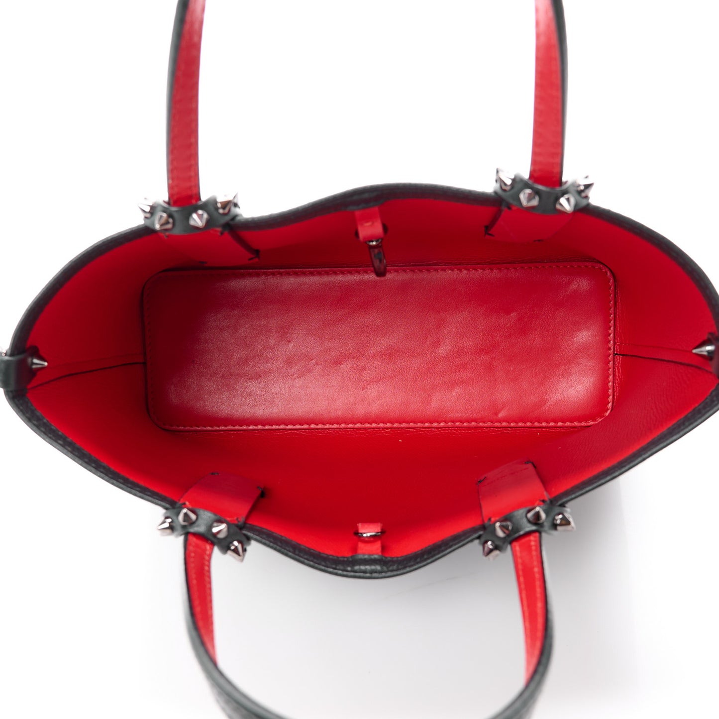 CHRISTIAN LOUBOUTIN Calfskin Spikes Mini East West Cabata Tote Black