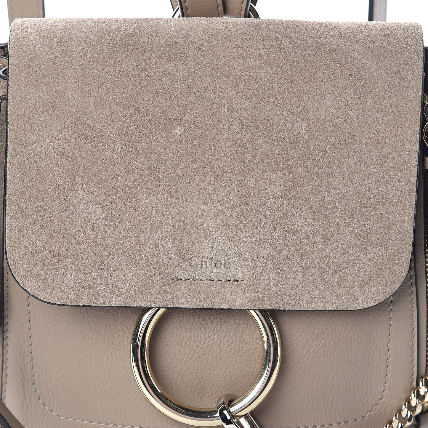Suede Calfskin Small Faye Backpack Motty Grey
