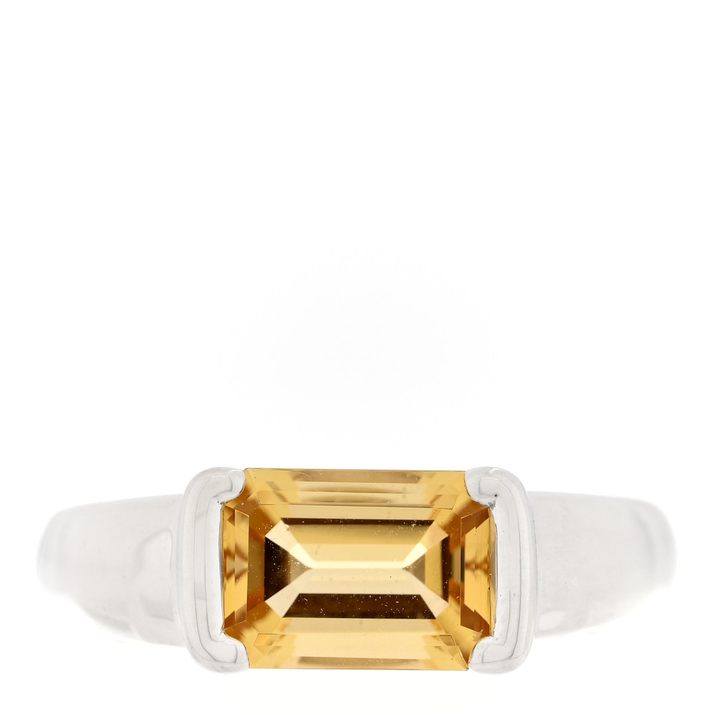 Sterling Silver Citrine Emerald Cut Band Ring 52 6