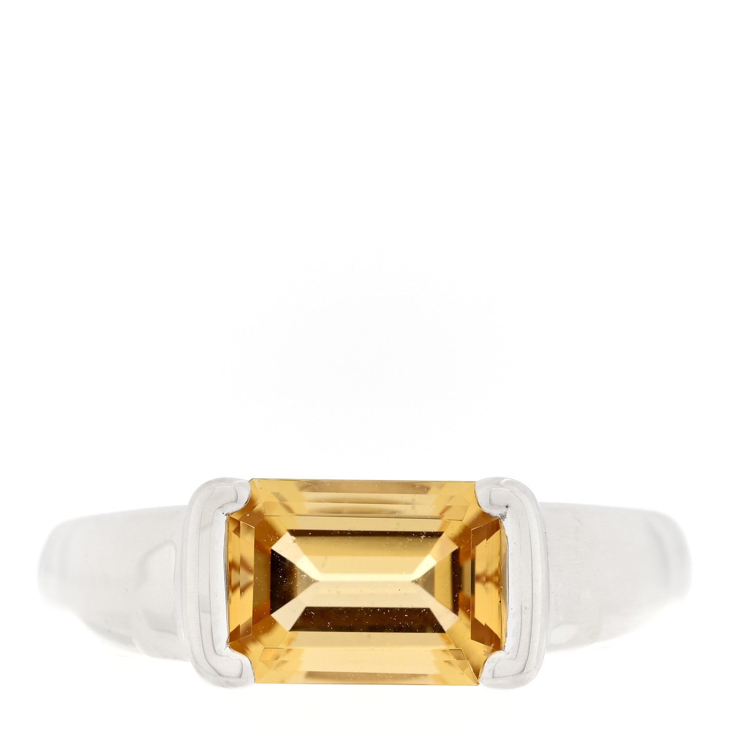 Tiffany Sterling Silver Citrine Emerald Cut Band Ring 52 6 1 of 4