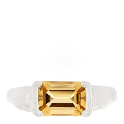 Tiffany Sterling Silver Citrine Emerald Cut Band Ring 52 6 1 of 4