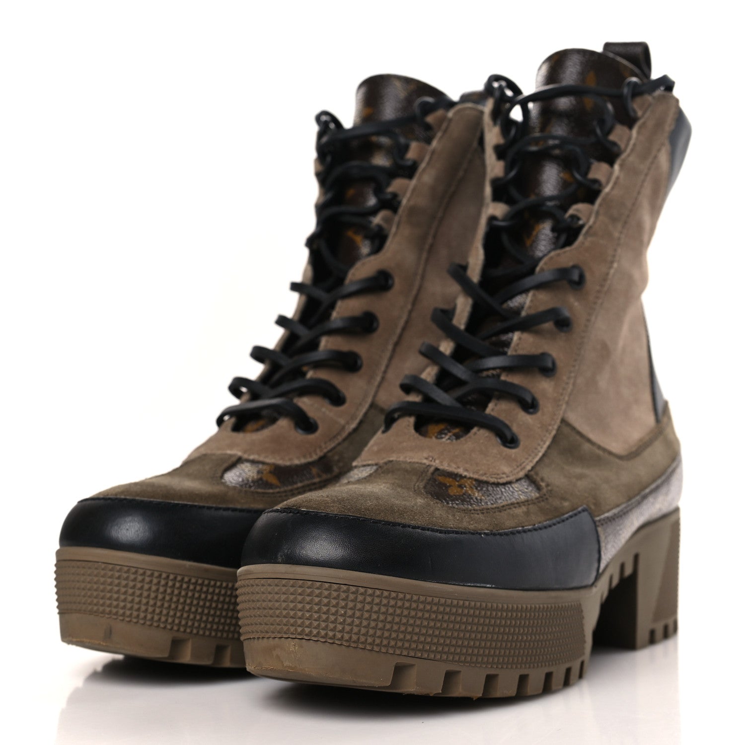 Louis Vuitton Suede Calfskin Monogram Laureate Platform Desert Boots 41 Taupe 3 of 7