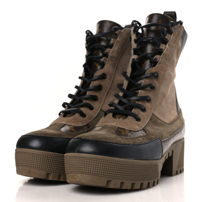 Louis Vuitton Suede Calfskin Monogram Laureate Platform Desert Boots 41 Taupe 3 of 7