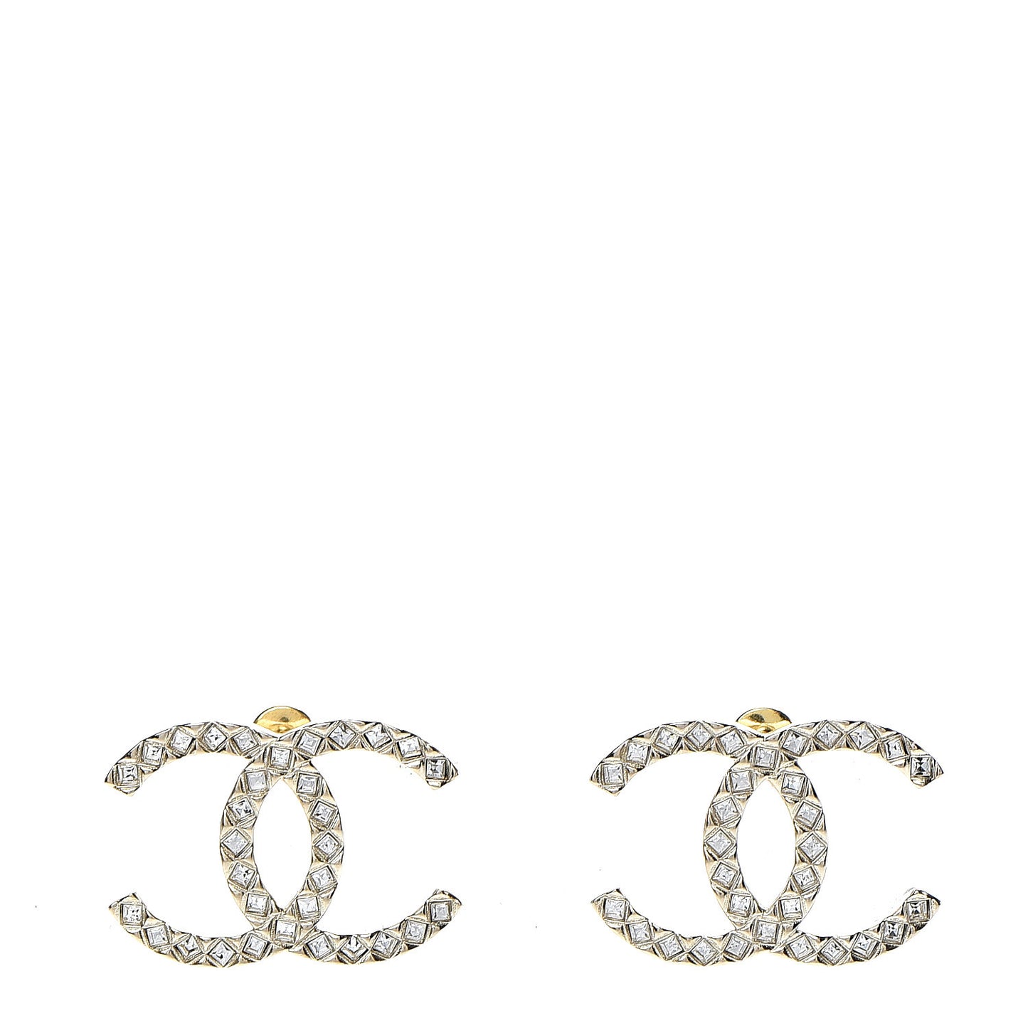 Crystal CC Large Stud Earrings Gold