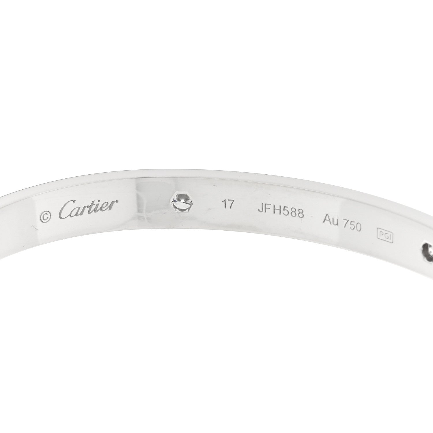 Cartier 18K White Gold 4 Diamond LOVE Bracelet 17 3 of 5