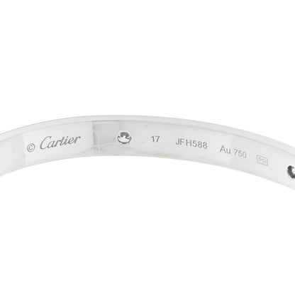 Cartier 18K White Gold 4 Diamond LOVE Bracelet 17 3 of 5
