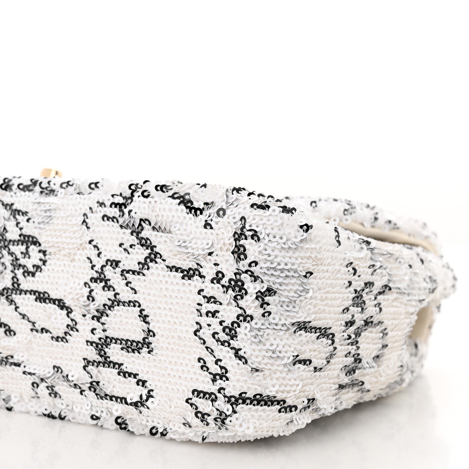 Chanel Sequin Logo Medium Flap White Black 10 of 11