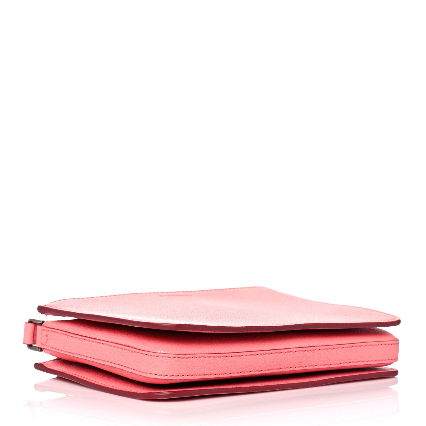 Grainy Goatskin Triple Zip Crossbody Bag Pink