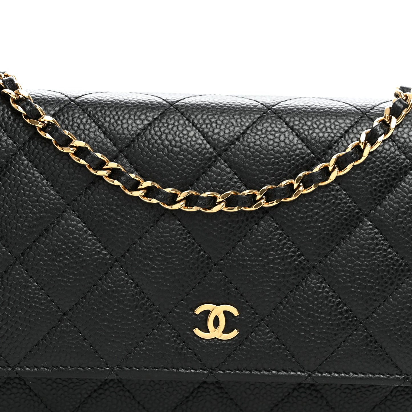 Caviar Quilted Wallet on Chain WOC Black