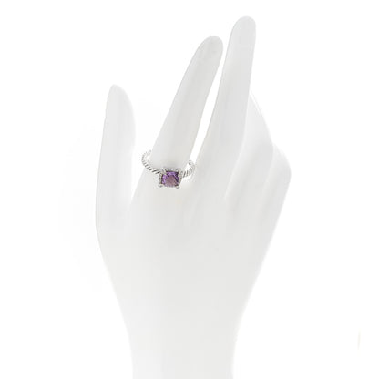 David Yurman Sterling Silver Diamond Amethyst 7mm Chatelaine Pave Bezel Ring 57 8 2 of 6