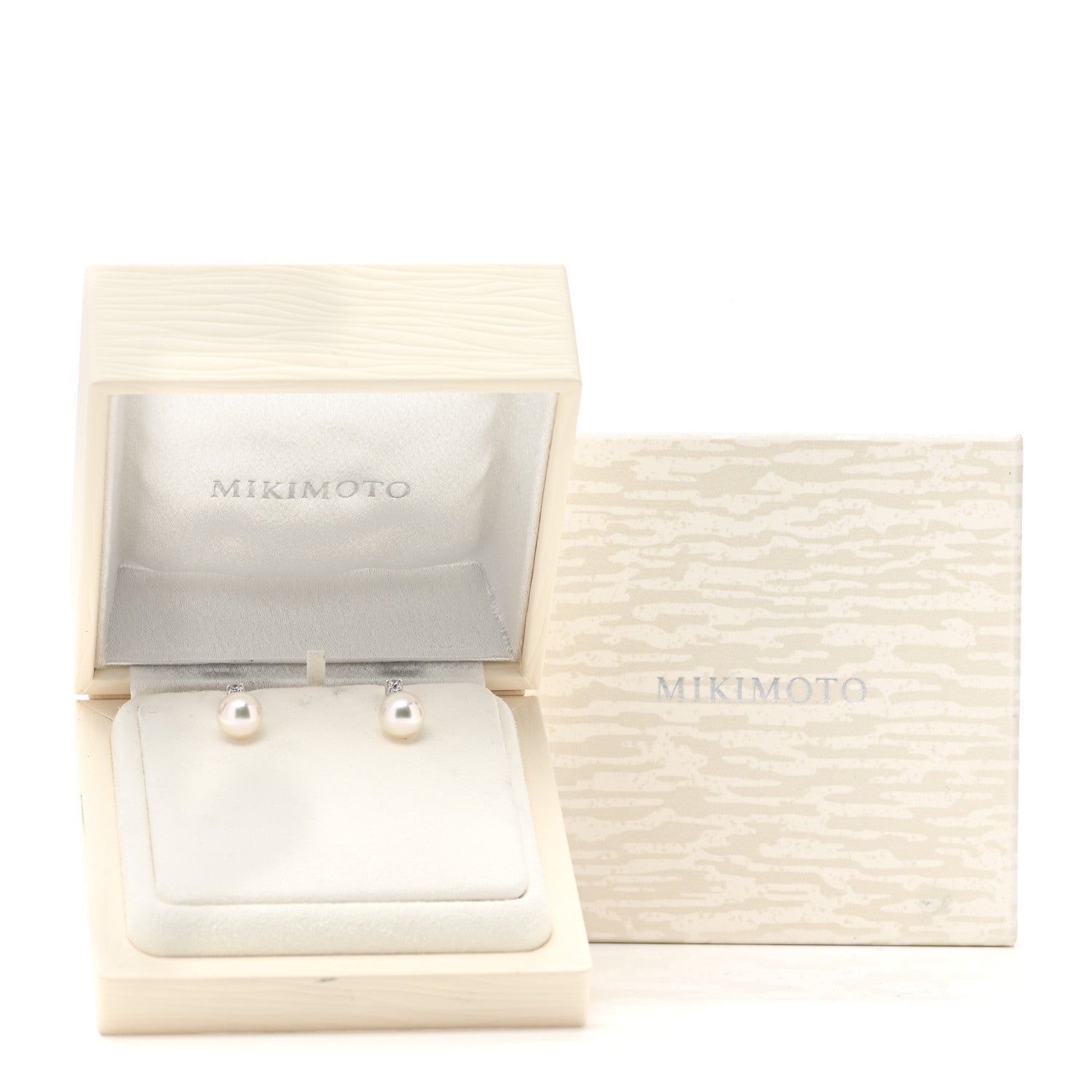 Mikimoto 18K White Gold Diamond Akoya Pearl 8mm Morning Dew Earrings 5 of 5