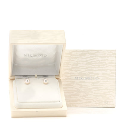 Mikimoto 18K White Gold Diamond Akoya Pearl 8mm Morning Dew Earrings 5 of 5